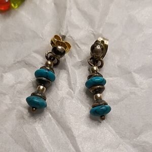 Chic Turquoise and Silver Drop Earrings